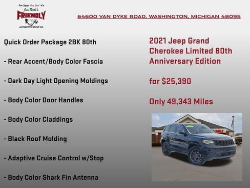 Used 2021 Jeep Grand Cherokee Limited w/ Quick Order Package 28K 80th image 15