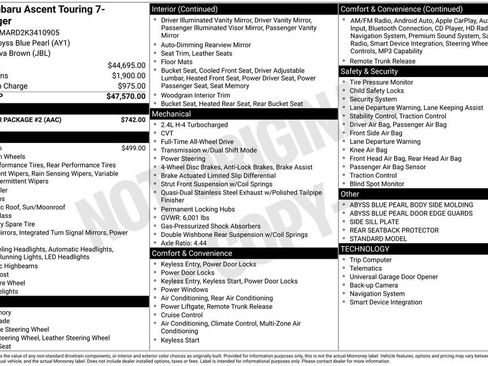 Used 2019 Subaru Ascent Touring w/ Popular Package #2 image 45