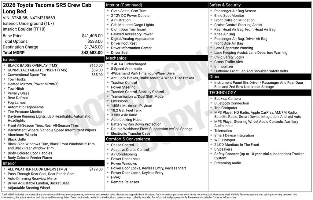 Used 2026 Toyota Tacoma SR5 AWD/4WD image 36