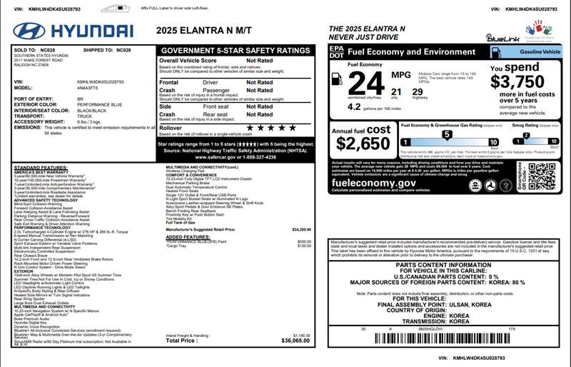Used 2025 Hyundai Elantra N FWD image 3