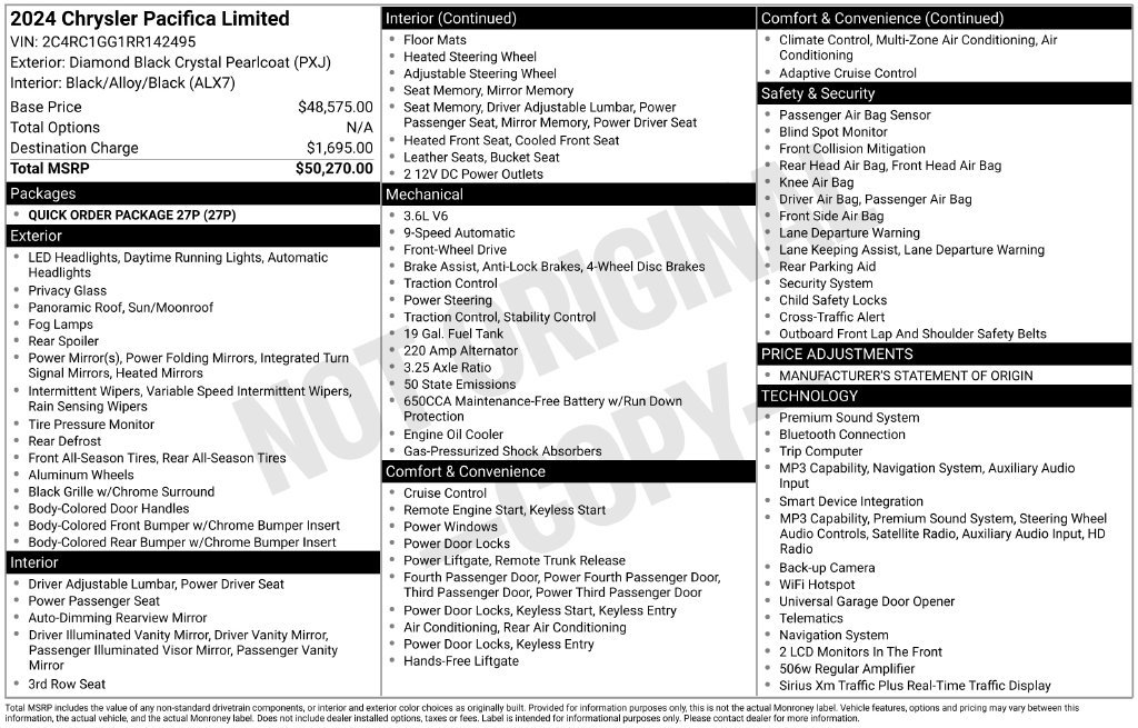 Used 2024 Chrysler Pacifica Limited FWD image 50