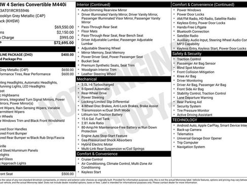 Used 2024 BMW M440i Convertible w/ Shadowloine Package RWD image 43