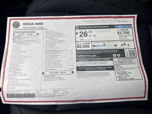 New 2025 Alfa Romeo Giulia AWD w/ Driving Assist Package image 26