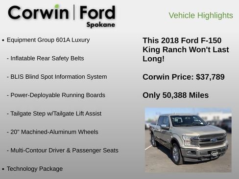 Used 2018 Ford F150 King Ranch w/ Equipment Group 601A Luxury AWD/4WD image 12