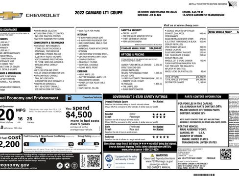 Used 2022 Chevrolet Camaro LT w/ RS Package RWD image 22