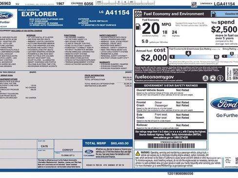 Used 2020 Ford Explorer Platinum w/ Premium Technology Package image 42