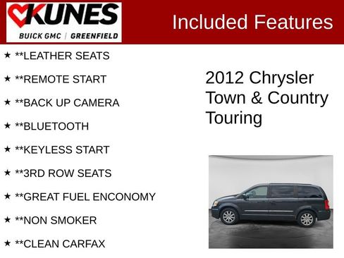 Used 2012 Chrysler Town & Country Touring w/ Entertainment Group #1 FWD image 2