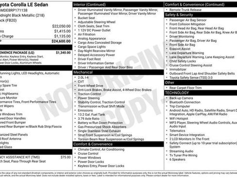 Used 2024 Toyota Corolla LE w/ LE Convenience Package FWD image 28