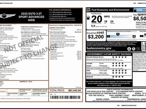 Certified 2025 Genesis GV70 3.5T Sport w/ Sport Advanced Package image 3