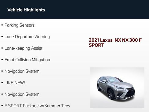 Used 2021 Lexus NX 300 F Sport w/ F Sport Premium Package FWD image 69