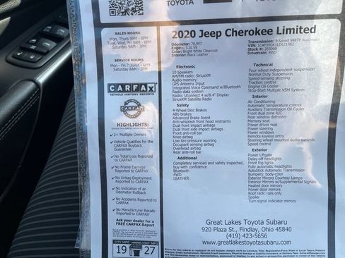Used 2020 Jeep Cherokee Limited w/ Advanced Safety Group AWD/4WD image 27
