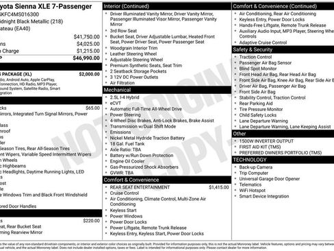 Used 2021 Toyota Sienna XLE w/ XLE Plus Package image 2