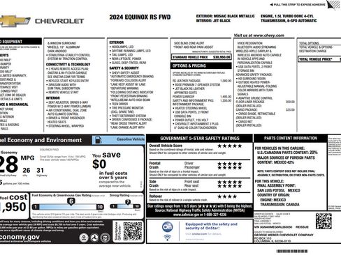 Used 2024 Chevrolet Equinox RS w/ RS Leather Package FWD image 2