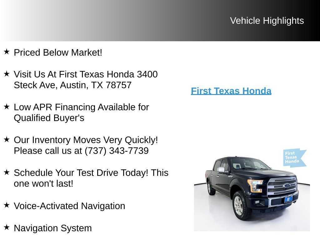 Used 2016 Ford F150 Platinum w/ Equipment Group 701A Luxury AWD/4WD image 10