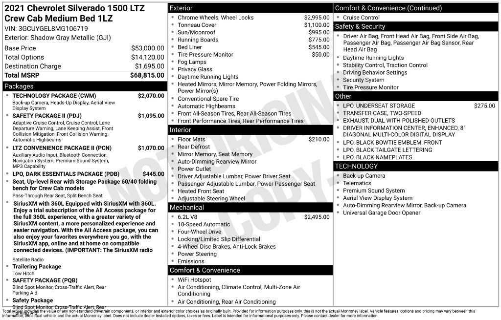 Used 2021 Chevrolet Silverado 1500 LTZ w/ Technology Package AWD/4WD image 12