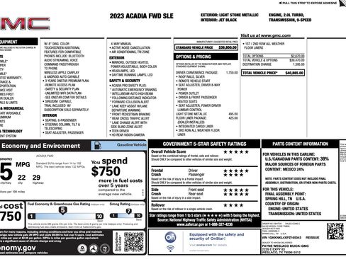 Used 2023 GMC Acadia SLE w/ Driver Convenience Package FWD image 3