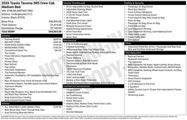 New 2026 Toyota Tacoma SR5 AWD/4WD image 1