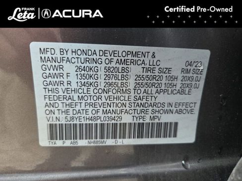 Certified 2023 Acura MDX SH-AWD w/ Technology Package image 27