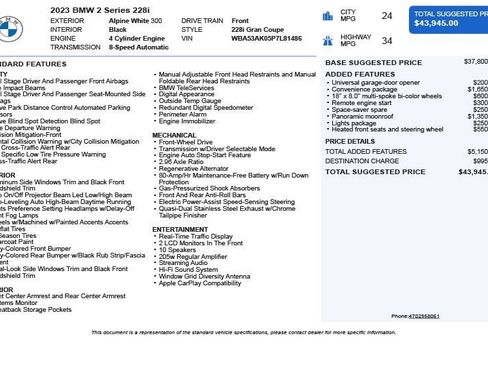 Used 2023 BMW 228i Gran Coupe w/ Convenience Package image 3