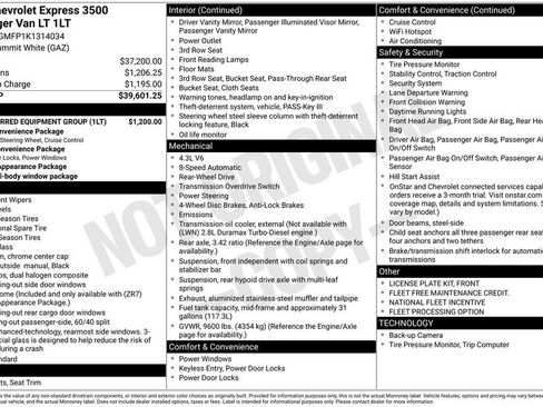 Used 2019 Chevrolet Express 3500 LT w/ LT Preferred Equipment Group RWD image 2