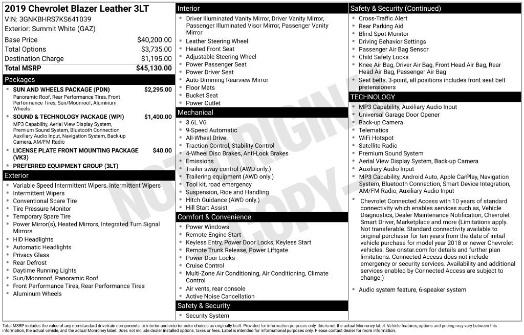 Certified 2019 Chevrolet Blazer LT w/ Sun and Wheels Package AWD/4WD image 12