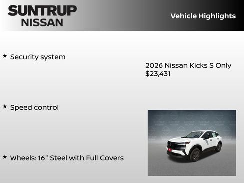 New 2026 Nissan Kicks S FWD image 30