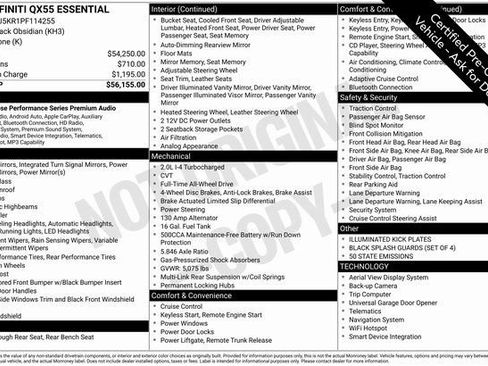 Certified 2023 INFINITI QX55 Essential image 92