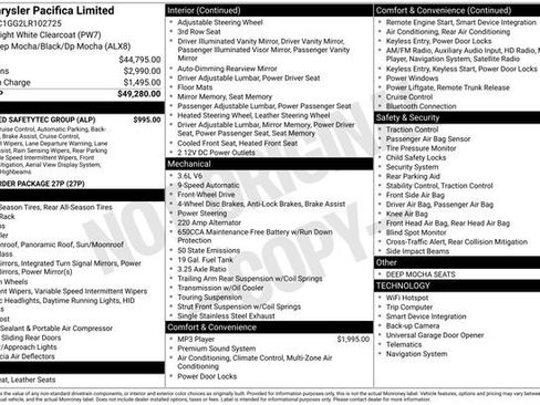 Used 2020 Chrysler Pacifica Limited w/ Advanced Safetytec Group image 51