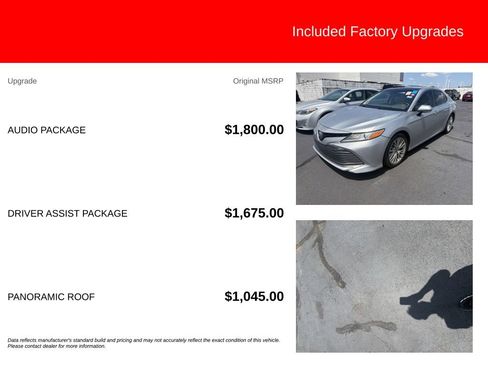 Used 2018 Toyota Camry XLE w/ Audio Package FWD image 5