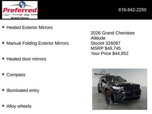 New 2026 Jeep Grand Cherokee Altitude AWD/4WD image 18