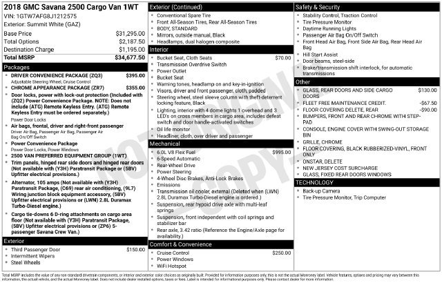 Used 2018 GMC Savana 2500 w/ Driver Convenience Package RWD image 33