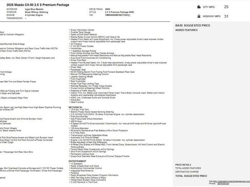 Certified 2025 MAZDA CX-50 AWD 2.5 S w/ Premium Package image 7