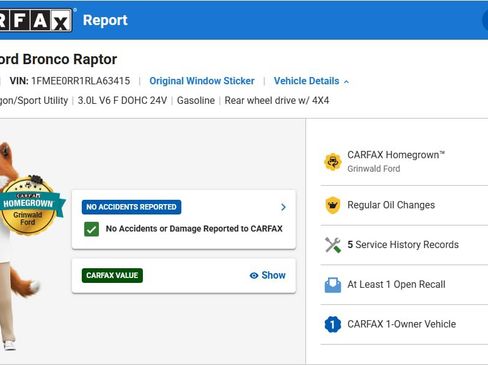 Certified 2024 Ford Bronco Raptor w/ Interior Carbon Fiber Pack 6 AWD/4WD image 3