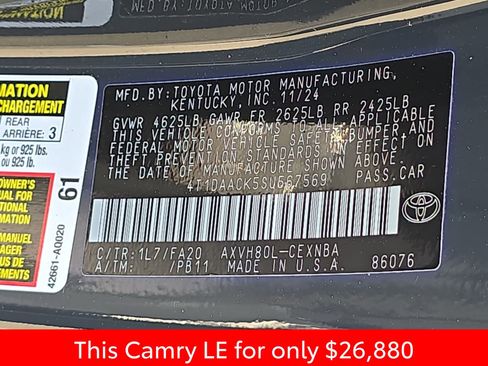 Used 2025 Toyota Camry LE FWD image 41