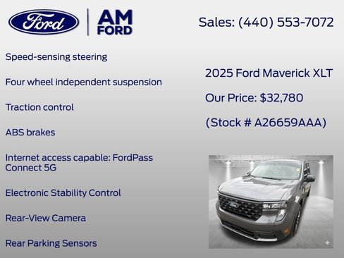 Used 2025 Ford Maverick XLT w/ 4K Tow Package AWD/4WD image 26
