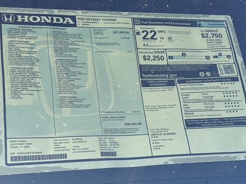 New 2026 Honda Odyssey Touring image 37
