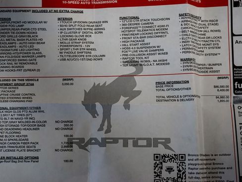 Used 2023 Ford Bronco Raptor AWD/4WD image 93