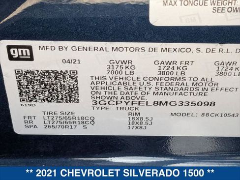 Used 2021 Chevrolet Silverado 1500 LT Trail Boss w/ Convenience Package II AWD/4WD image 23