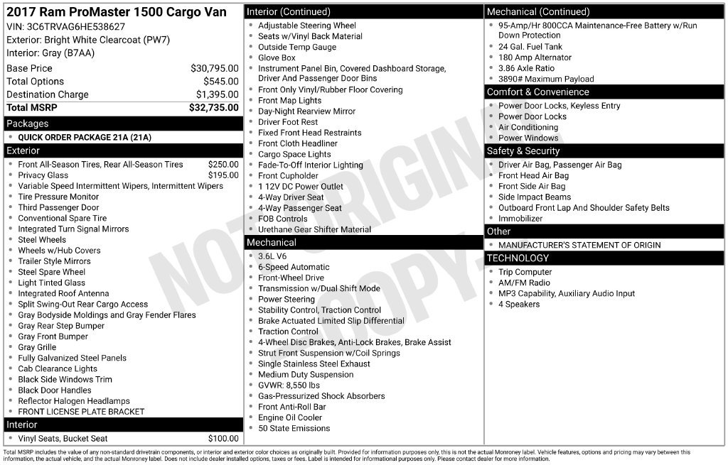 Used 2017 RAM ProMaster 1500 FWD image 5