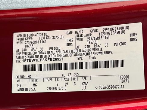 Used 2019 Ford F150 XLT w/ Equipment Group 302A Luxury AWD/4WD image 11