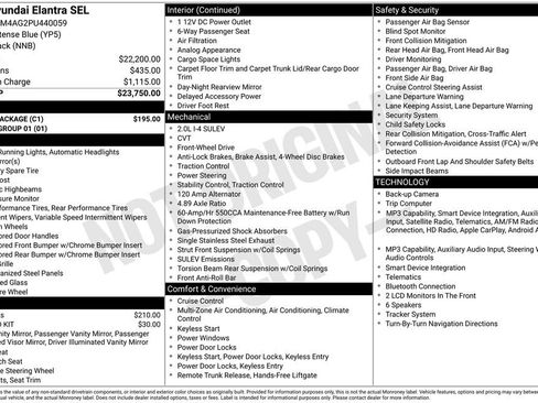 Used 2023 Hyundai Elantra SEL w/ Cargo Package FWD image 12