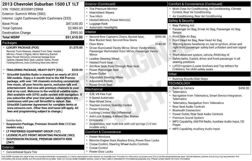 Used 2013 Chevrolet Suburban LT w/ Luxury Package RWD image 2