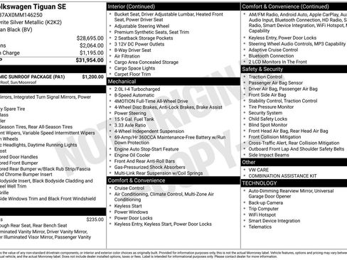 Used 2021 Volkswagen Tiguan SE w/ Panoramic Sunroof Package AWD/4WD image 40
