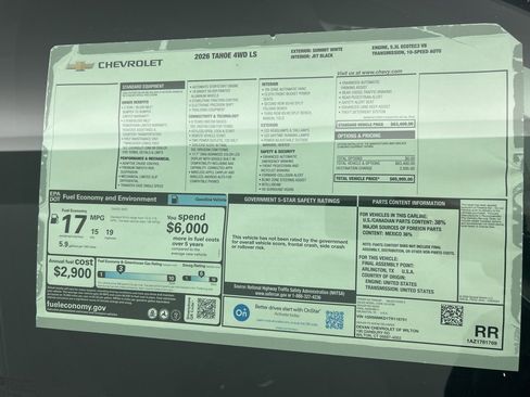 New 2026 Chevrolet Tahoe LS image 5