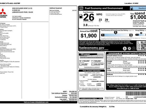 Used 2026 Mitsubishi Outlander Sport ES AWD/4WD image 2