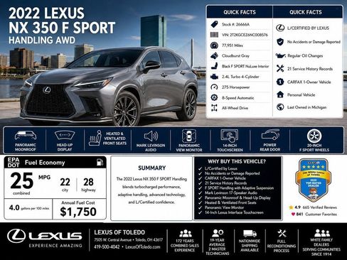 Used 2022 Lexus NX 350 F Sport AWD/4WD image 1