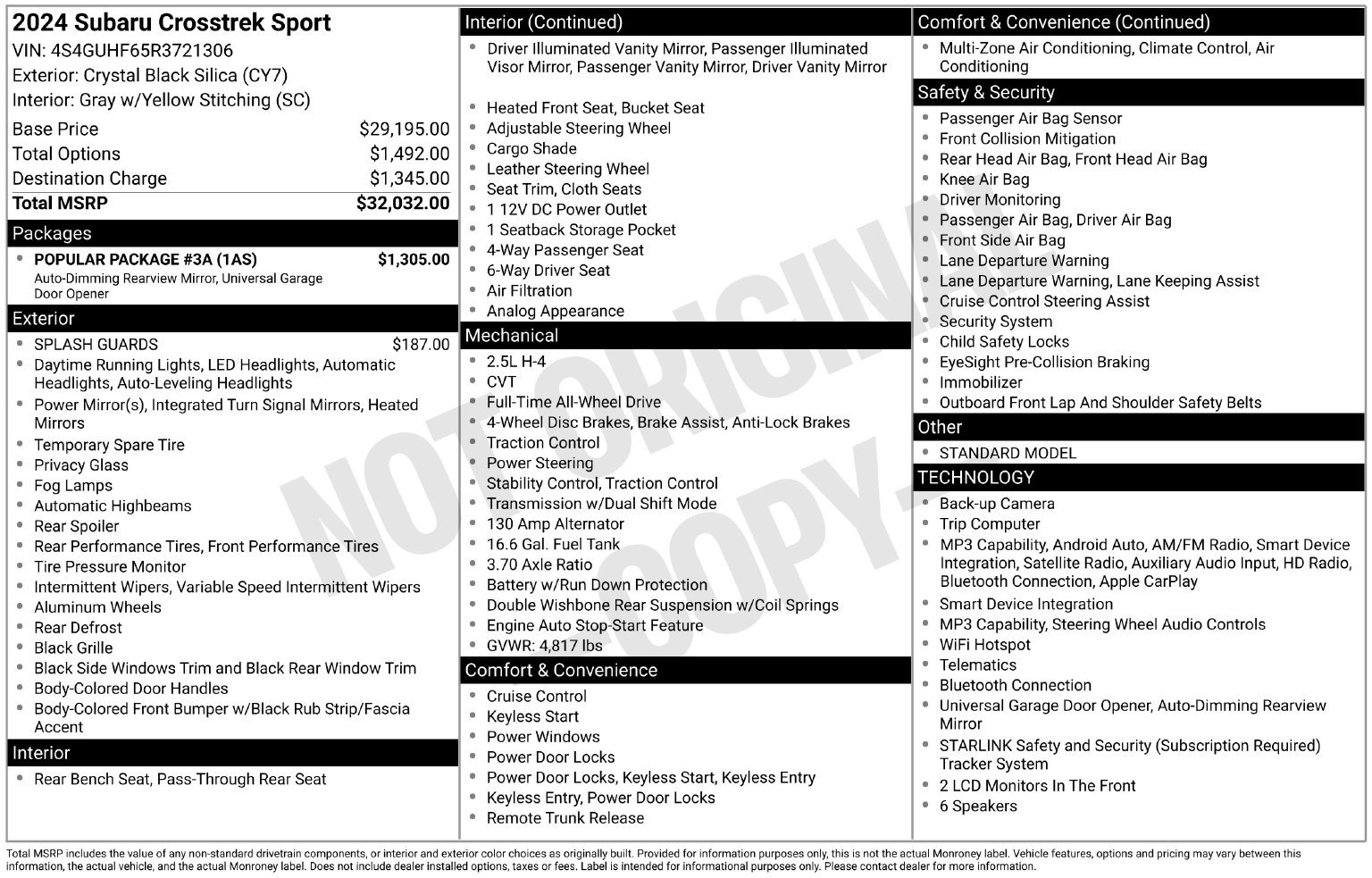 Certified 2024 Subaru Crosstrek 2.5i Sport w/ Popular Package #3A AWD/4WD image 35