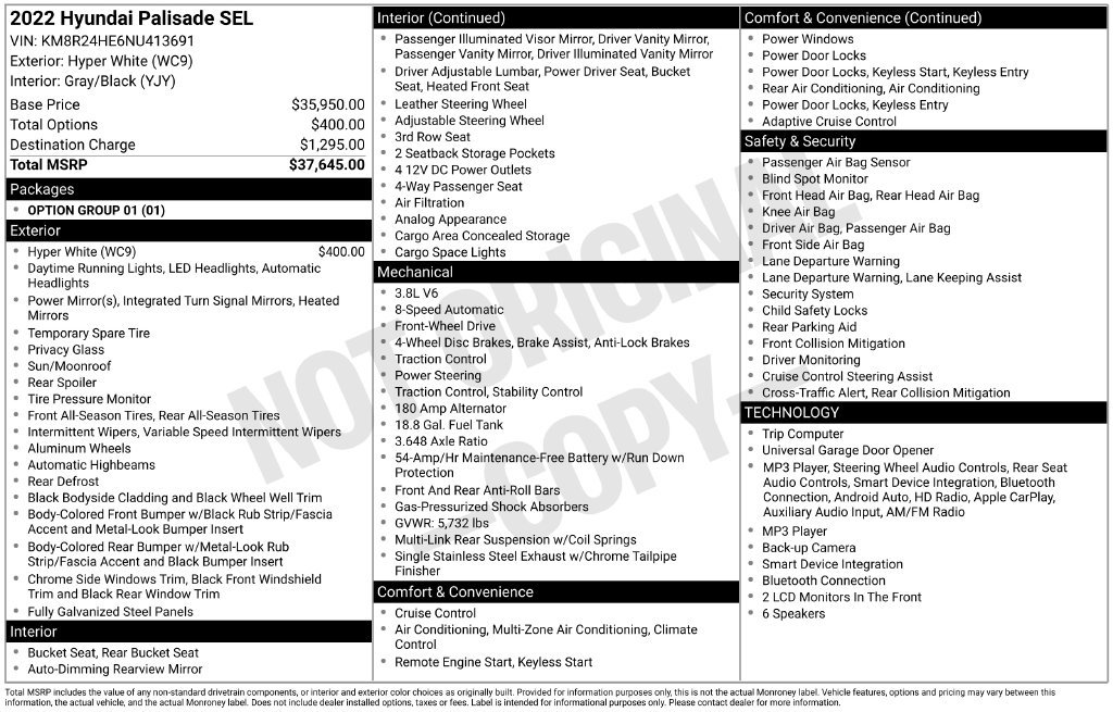 Used 2022 Hyundai Palisade SEL FWD image 37