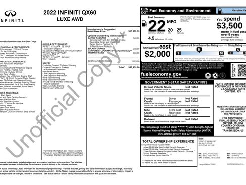 Used 2022 INFINITI QX60 Luxe w/ Cargo Package AWD/4WD image 2
