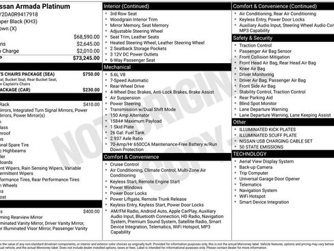 Used 2024 Nissan Armada Platinum w/ Captain's Chairs Package RWD image 3